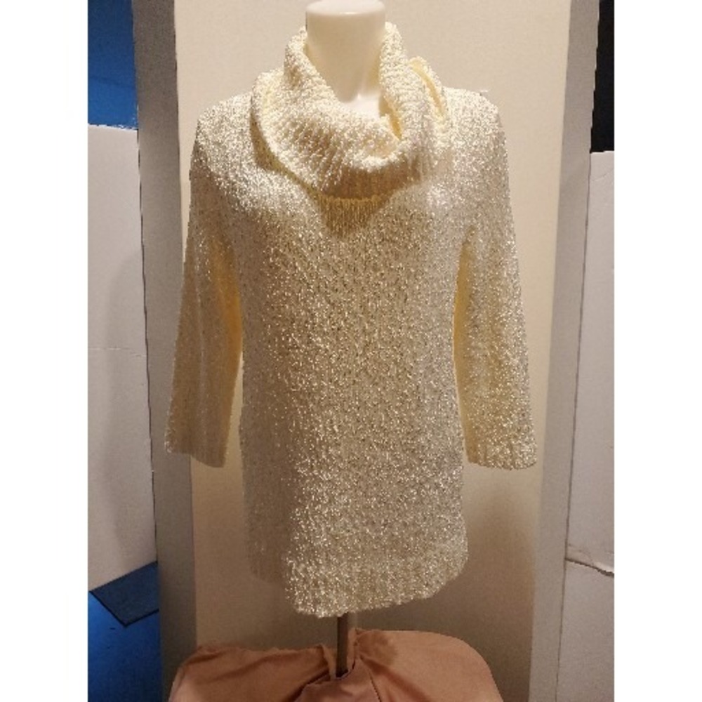 JM collection Womens Long Sleeve Ivory Pullover Cowl Sweater size small
